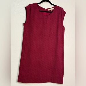 Ann Taylor Loft Sleeveless Dress, Deep Burgundy w/Black Dots. Sz M.